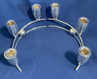 Vtg  Silver Plated 3 Arm Candlesticks Mexico Atom Great Art Deco  Modern Design