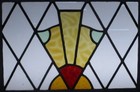 Abstract Midsize Old English Leaded Stained Glass Window 23 75  X 18 25 