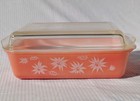 Vintage Agee Pyrex    flannel Flowers - Rose    Oblong Casserole   Lid