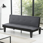 63  Modern Classic Faux Suede Futon Sofa Bed Gray Adjustable Backrest Folding