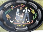 Vtg Tole Metal Tray Painted Pennsylvania Dutch Folk Art Farm Rooster 19 5   l