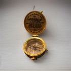 Brass Engraved Compass With Chain And Case Vintage