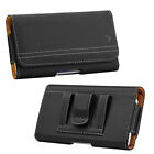 For Xl Large Phones - Black Pu Leather Pouch Holder Belt Clip Holster Case Cover