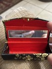Vtg Lipstick Holder Case With Mirror  Gold Floral   Black