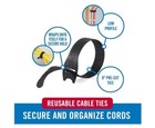 Cable Ties Velcro 25 Pc Reusable 8 x1 2  Wire Office Organization Bundle Straps 