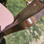 Vtg Wood Square Folding Card Game Table And Chairs W  Wicker Back   Rose Padded