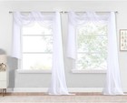 White Sheer Window Scarf 216 Inch Extra Long 2 Panels  Soft Voile Textured Be   