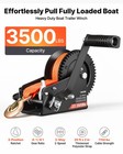 Vevor 3500 Lbs Boat Winch Hand Winch Heavy Duty Manual Rope Crank Boat Trailer