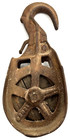Wi Antique Cast Iron Pulley Wooden Wheel  pat d 238 Er   el  Myer  