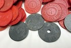 Lot Missouri Sales Tax Tokens Mills   Red  Green  Grey  And Zinc Vintage