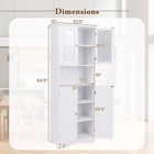 64 5  Tall Bathroom Cabinet With Tempered Glass Doors Adjustable Shelves