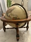 Vintage Antique Replogle 16    Diameter World Globe With Wooden Stand