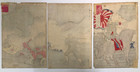 Chikanobu Woodblock Print Triptych   russo-japanese War 1904 Ukiyo-e