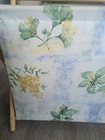 Vintage Knitting Sewing Caddy Crochet Yarn Basket Folding Wood Frame Blue Floral