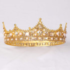 King Crown For Men Women Crystal Pearl Wedding Birthday Party   Baroque Pearls C