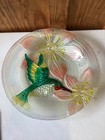 18   red Floral  Hummingbird Hand Painted Glass Bowl  Mikasa Northlight Style