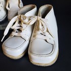 50s 60s Baby s First Walking Shoes 3 Prs Toddler White Leather Hard Sole Lace Up