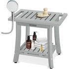 Waterproof Shower Bench Hdps 400lbs Adjustable Non-slip Feet Storage Seat New