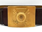 Vintage Ukrainian Military Leather Army Belt With Bronze Buckle And Trident