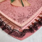 Vtg Valentine Heart Shaped Fancy Pink   Black Lace Damask Sateen Candy Box   Euc