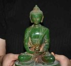 8 8  Old Chinese Green Jade Carving Shakyamuni Amitabha Buddha Statue Sculpture