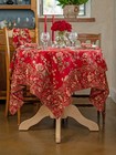 April Cornell Milene Floral Tablecloth 54 X 54 Breakfast Cloth Red Yellow Green