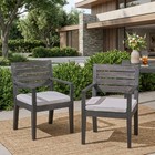Outdoor Dining Chair Set Of 2  Dark Grey Acacia Wood W  Light Grey Cushion