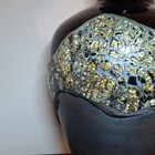 Large Blenko Ebony Glass Vase With Mosaic By Lorrie Adams - Signed - 18  