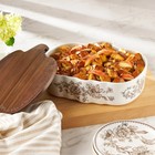 Pioneer Woman Pumpkin Baker Agatha Brown Floral Stoneware   Acacia Wood Lid 3qt