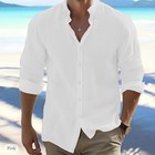 Button-up Shirt Mens Long Sleeve Cotton Linen T-shirt Casual Summer Beach  sale 