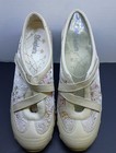 Skechers Biker Vintage Y2k Cream Floral Active Mary Jane Inspired Flats Sneakers