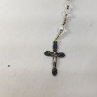 Vintage Italian Religious Rosary Roman Catholic Silver Tone Glass Beads Crucifix