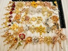 Wholesale Lot Of 50 Vintage Style Crystal Rhinestone Floral Brooches Pins Mixed