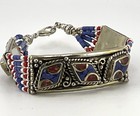 Unisex Nepal Tibetan Handmade Coral   Turquoise Bracelet Tibetan Silver 7 50    