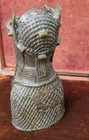 Antique Collectable Benin Bronze Cast Bust Figurine Nigeria Art Oba
