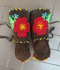 Native American Leather Beaded Baby Dress  Moccasins    Bonnet - Hand Made