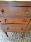 Antique Martha Washington Wood Sewing Cabinet With Drawers And Flip Top Sides