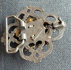 Beautiful  Vintage Art Deco Metal Rhinestone Belt Buckle   Made In Usa   Estate 