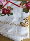Lovely Vintage Tablecloth 60 X 47  Cotton Roses Floral