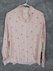 Time   Tru Women s Top Large 12-14 Button Front Embroidered Heart Ruffle Collar
