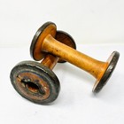2 Vintage Antique Industrial Wood   Metal Wool Thread Spool Bobbin Textile