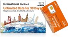 International Unlimited Data Sim Card 30 Days  5g 4g Lte High Speed 10gb Data   
