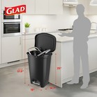 Glad Trash Can With Lid  Stainless Foot Pedal   Garbage Bag Rings  13 Gal  Black