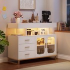 Led Buffet Cabinet With Storage Modern Sideboard W outlets   Rgb Light  usb Port