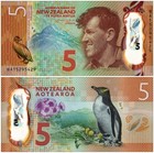 New Zealand 5-100 Dollars 5 Pieces Set  2015-2016  P-191-195a  Unc  Polymer