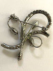 Vintage 1950s Mid Century Swirl Brooch Pin Silver Tone Bm
