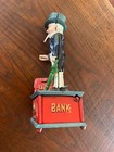 Vintage Cast Iron Mechanical Uncle Sam Coin Mechanical Bank Working - Nice 