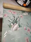 Vintage Wallpaper Roll  Short Roll Green Background 