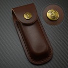 Folding Pocket Knife Belt Sheath   Real Leather - Fits 5  Folding Blade Knives