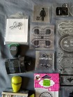 Lot Of Clear Cling Stamps And Stamping Blocks For Crafting Scrapbooking